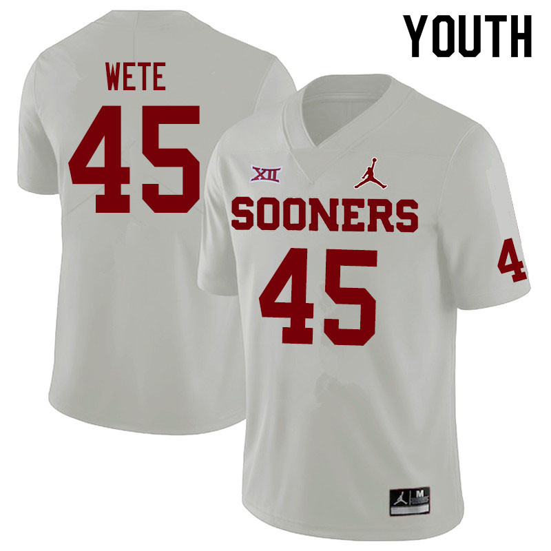 Jordan Brand Youth #45 Joseph Wete Oklahoma Sooners College Football Jerseys Sale-White - Click Image to Close
